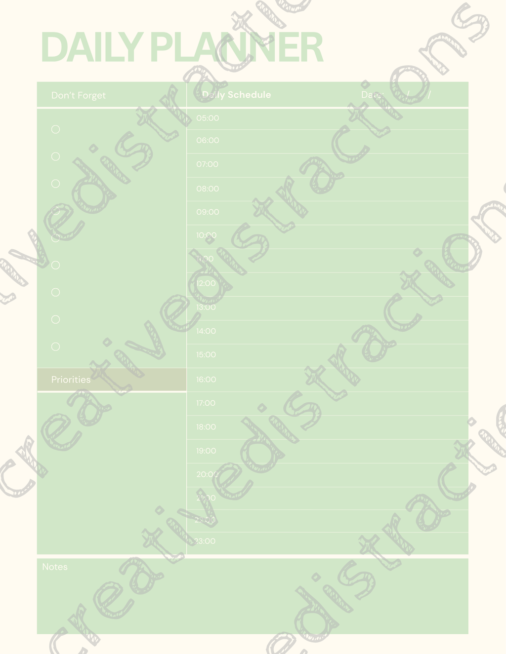 Printable Daily Planner - Cream
