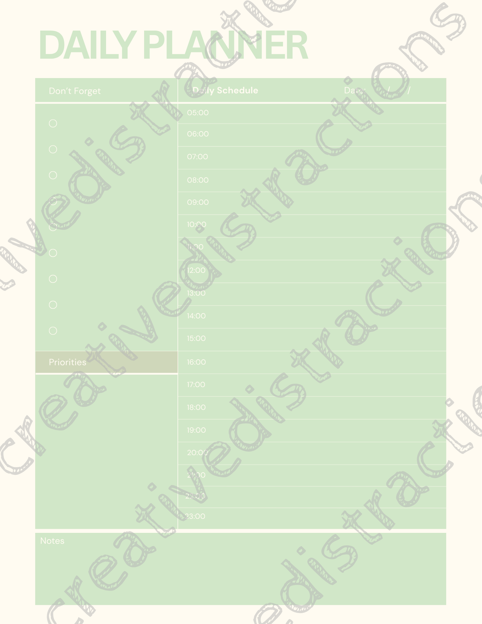 Printable Daily Planner - Cream