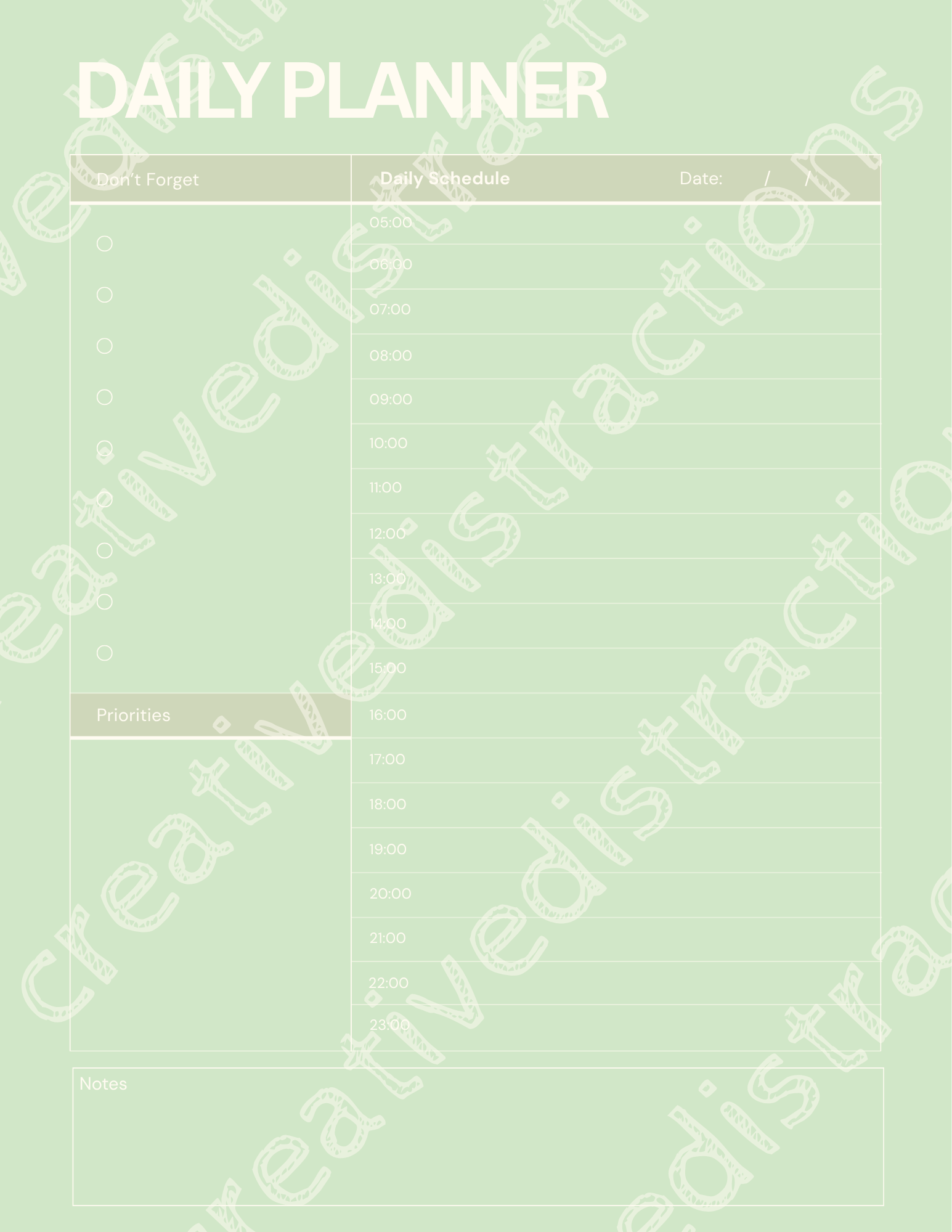Printable Daily Planner - Green