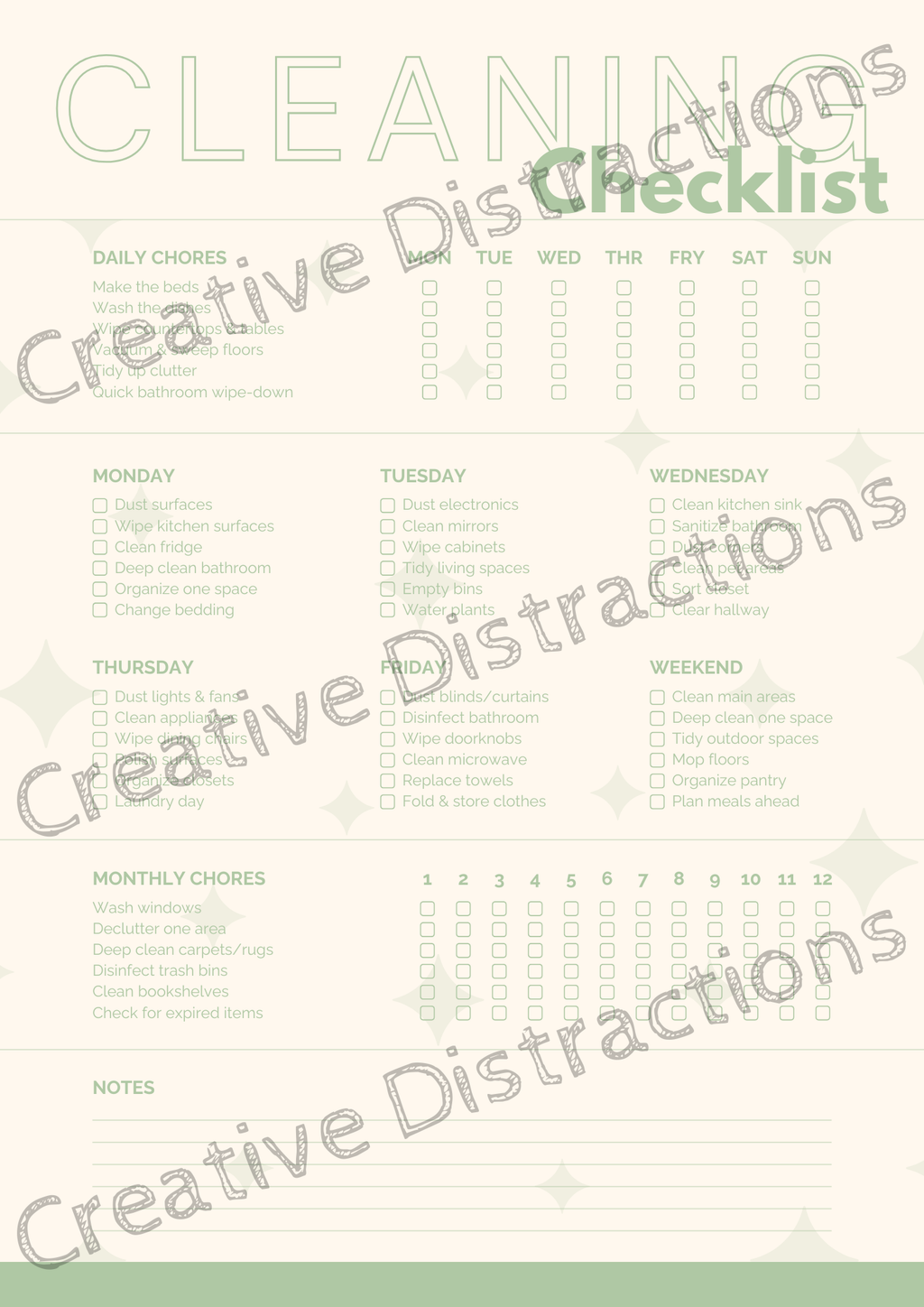 Printable Cleaning Checklist