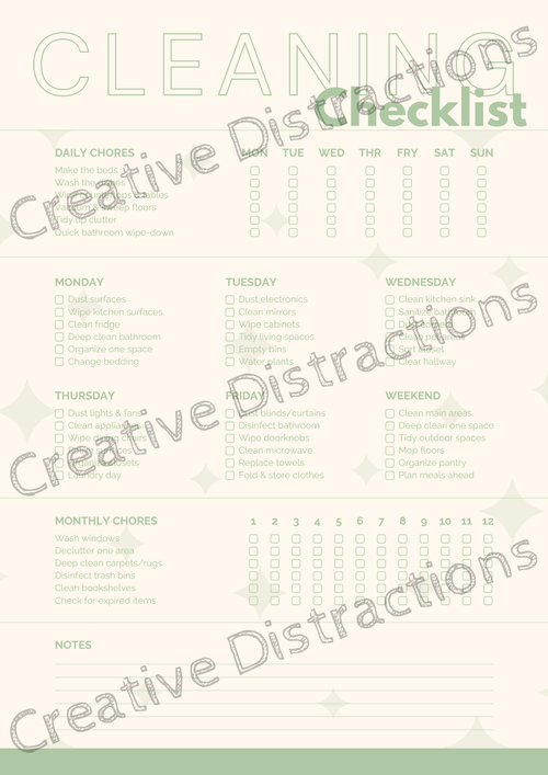 Printable Cleaning Checklist