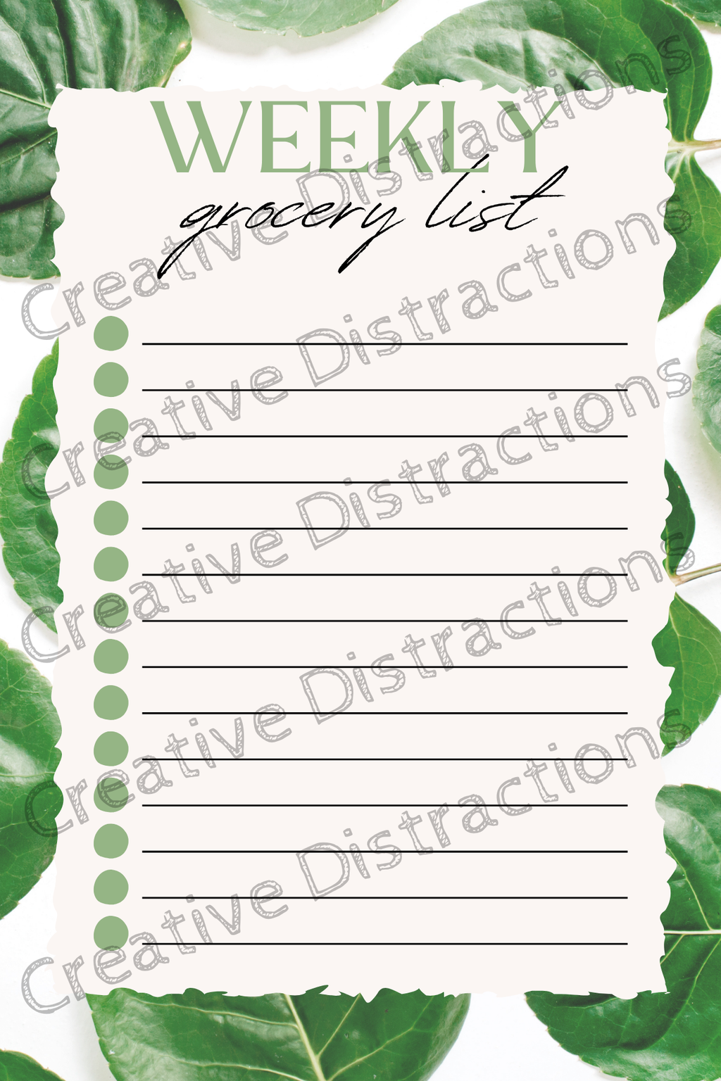 Weekly Grocery List – 4x6 Card