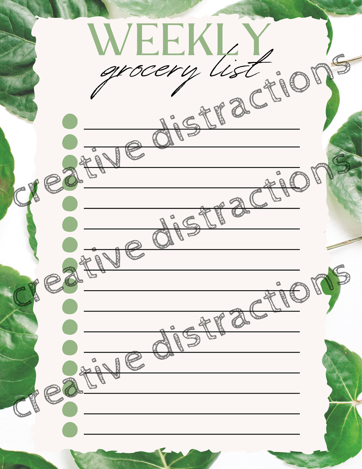 Weekly Grocery List – 4x6 Card