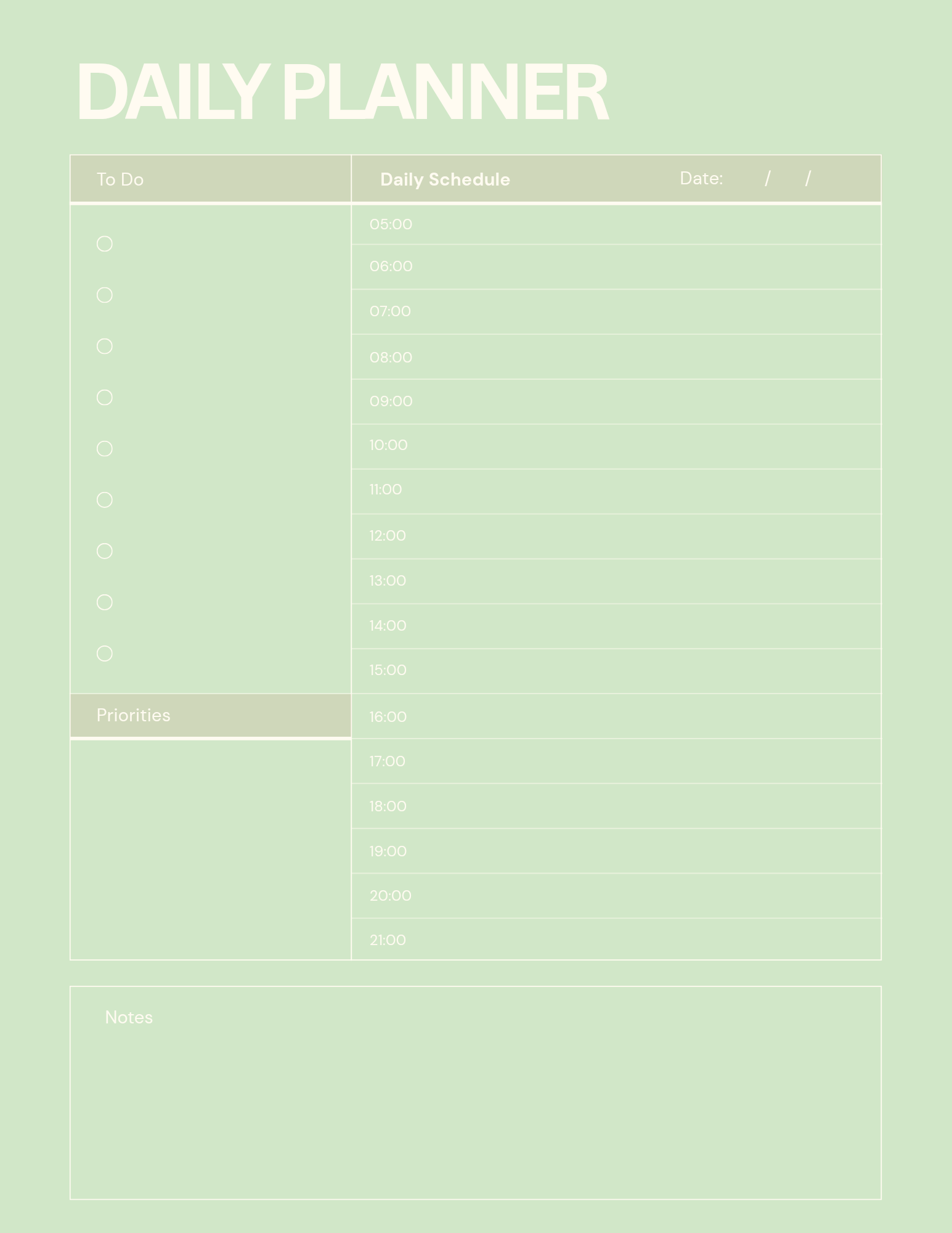 Printable Daily Planner
